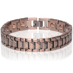 Antique Copper Magnetic Link Bracelet - Biker Arthritis Pain Relieve Bracelet